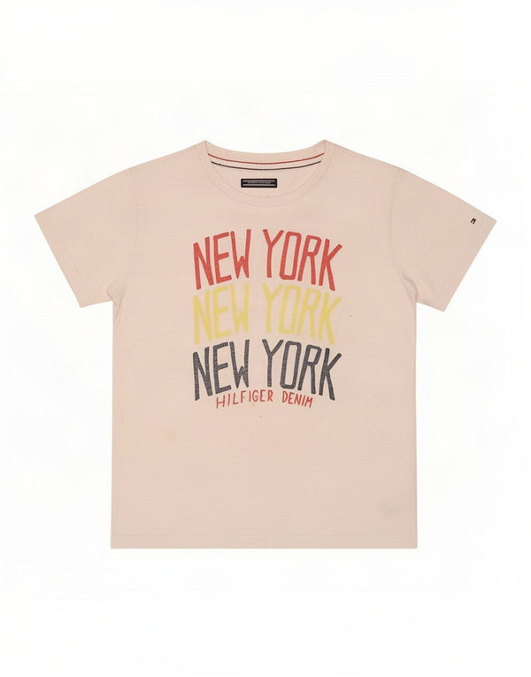 Tricou grafic Tommy Hilfiger pentru femei Top UK 12 Bumbac alb mediu