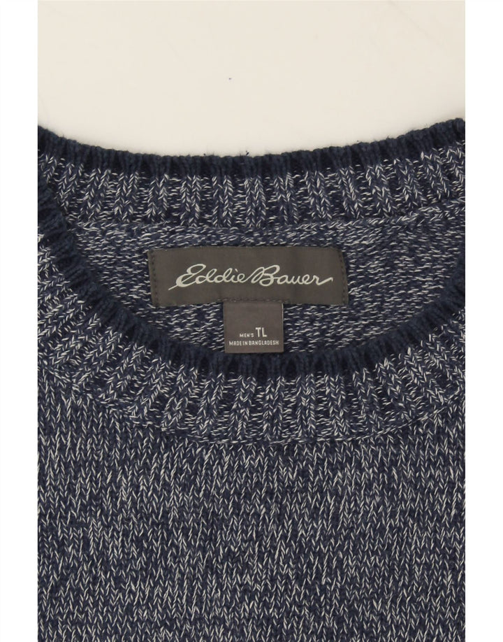 EDDIE BAUER Mens Tall Crew Neck Jumper Sweater Large Navy Blue Flecked Vintage Eddie Bauer and Second-Hand Eddie Bauer from Messina Hembry 