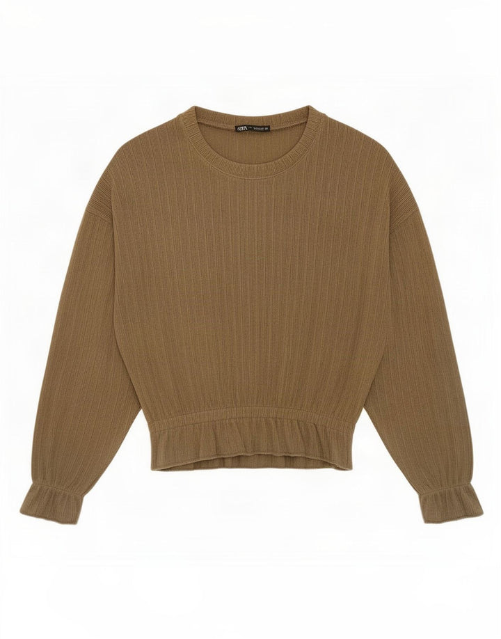 Top pentru femei Zara cu mânecă lungă UK 14 Medium Khaki