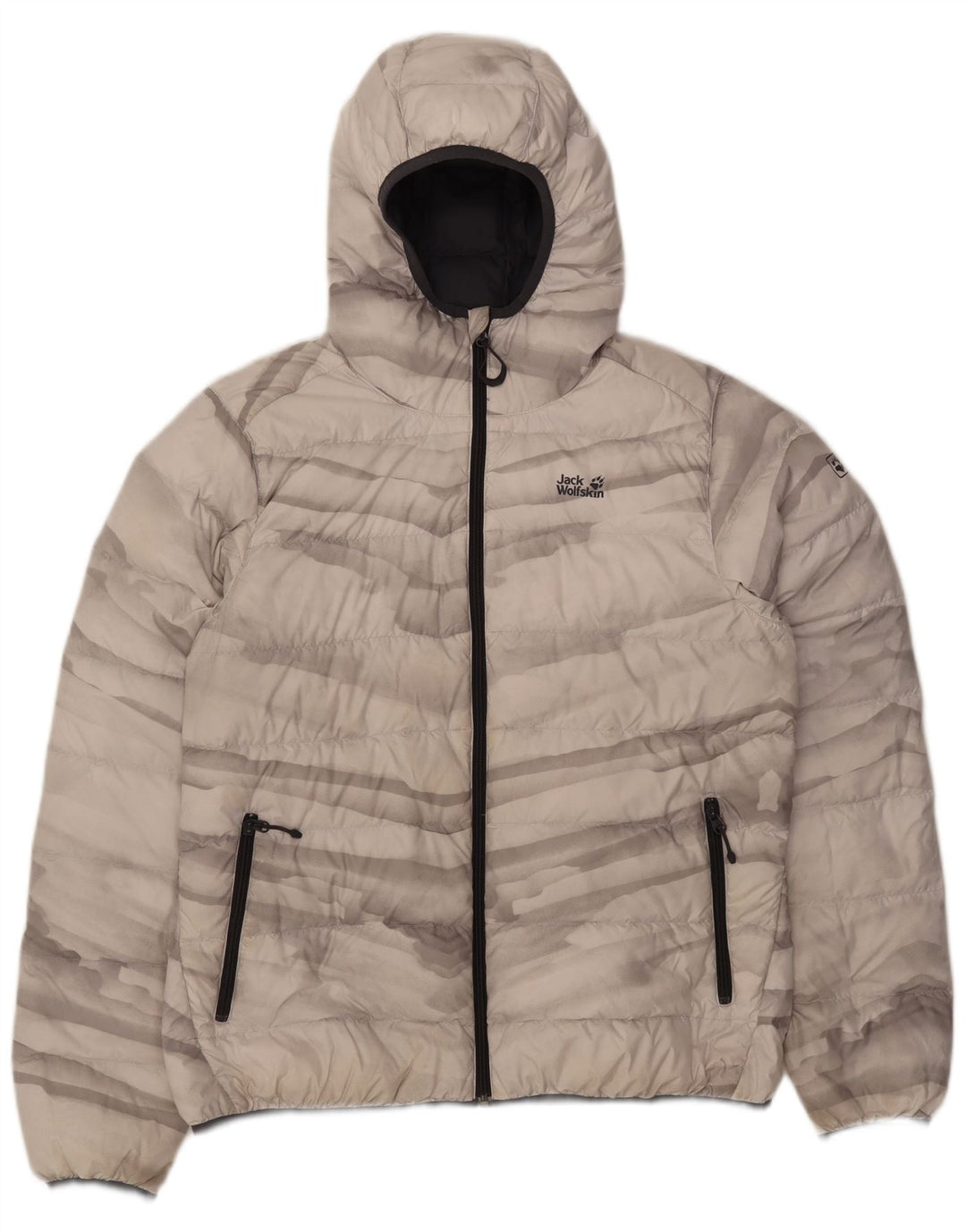 Jack Wolfskin Jachetă căptușită cu glugă pentru femei UK 18 XL Gri Tie Dye Poliester