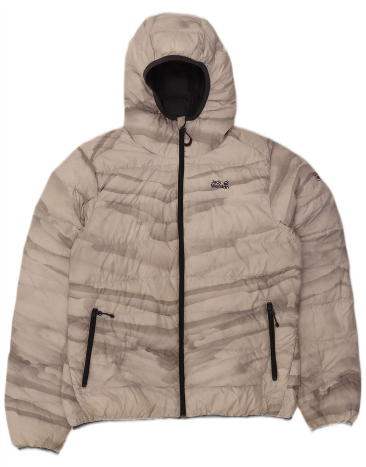Jack Wolfskin Jachetă căptușită cu glugă pentru femei UK 18 XL Gri Tie Dye Poliester