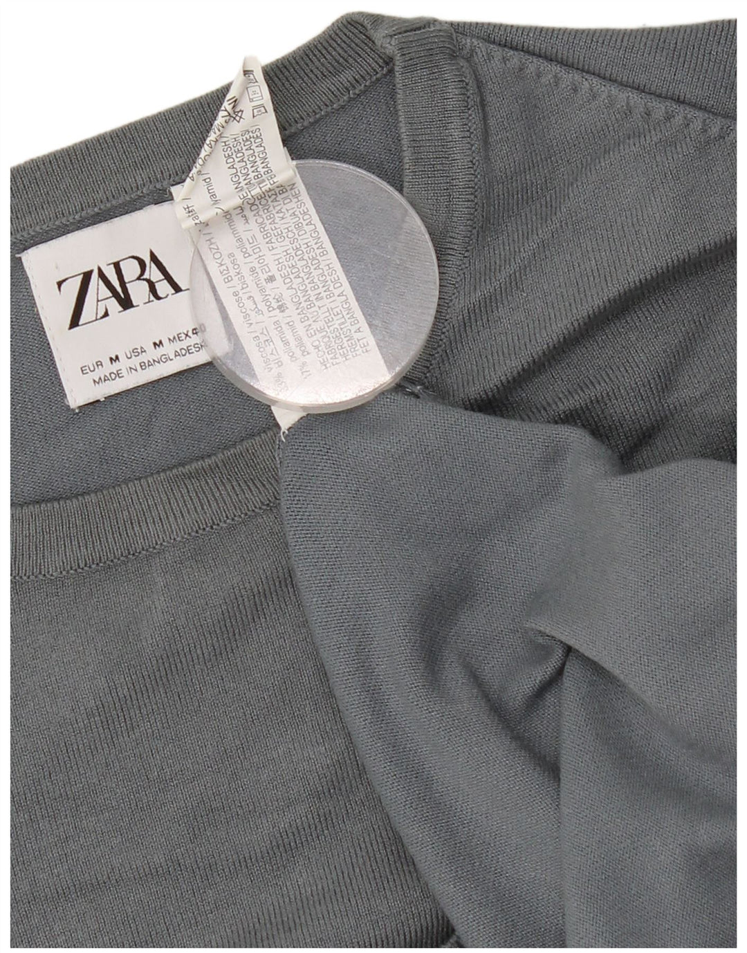 Pulover pentru damă Zara, cu gât turnut, UK 14, viscoză, gri mediu