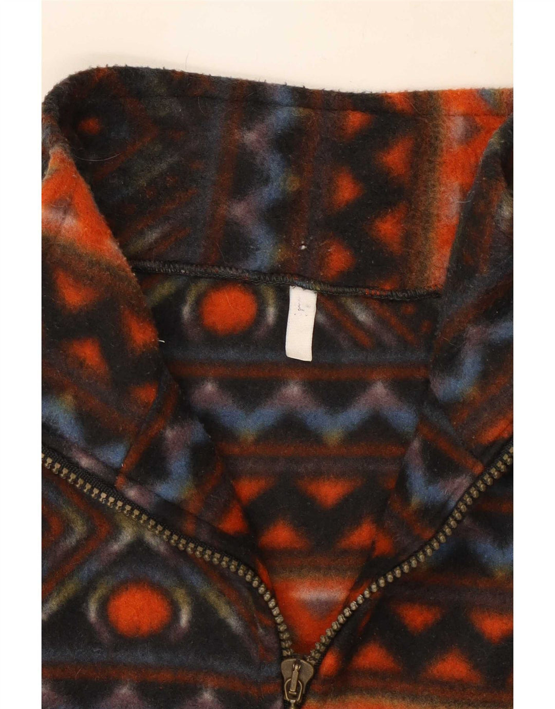 Pulover vintage pentru bărbați, cu fermoar și gât, din lână, mare, multicolor, geometric, poliester