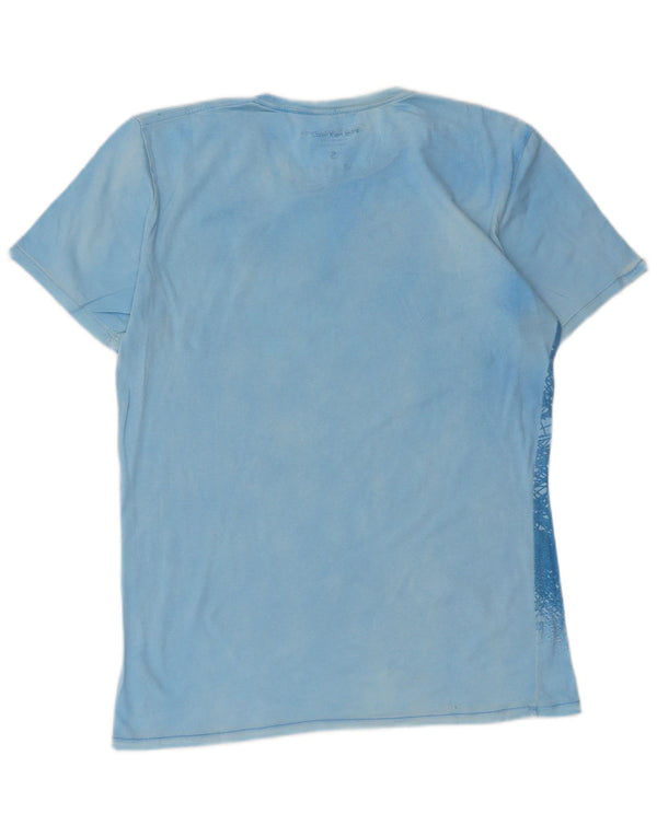 Tricou grafic pentru femei Calvin Klein Jeans Top UK 10 Small Blue Bumbac
