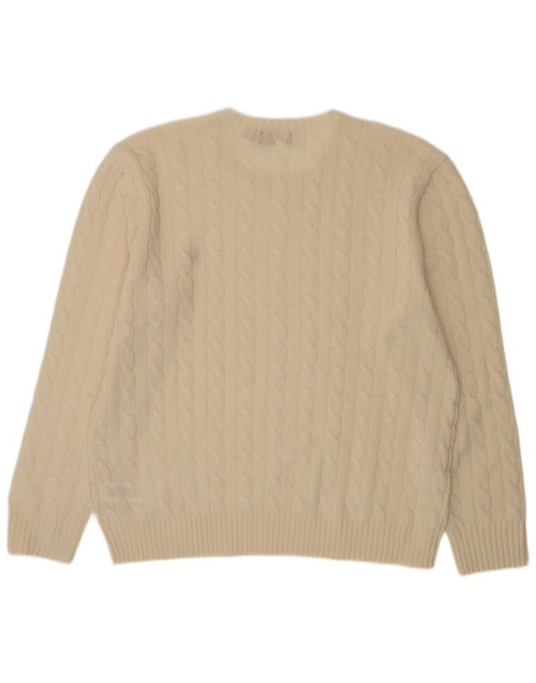 POLO RALPH LAUREN Pulover pentru bărbați cu gât crew pulover XL din lână alb