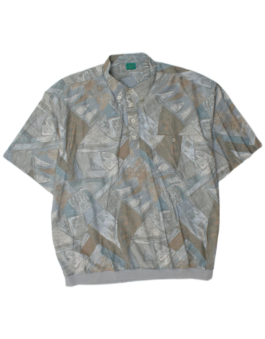 Cămașă pulover cu mânecă scurtă pentru bărbați, cu model abstract, 2XL, viscoză albastră