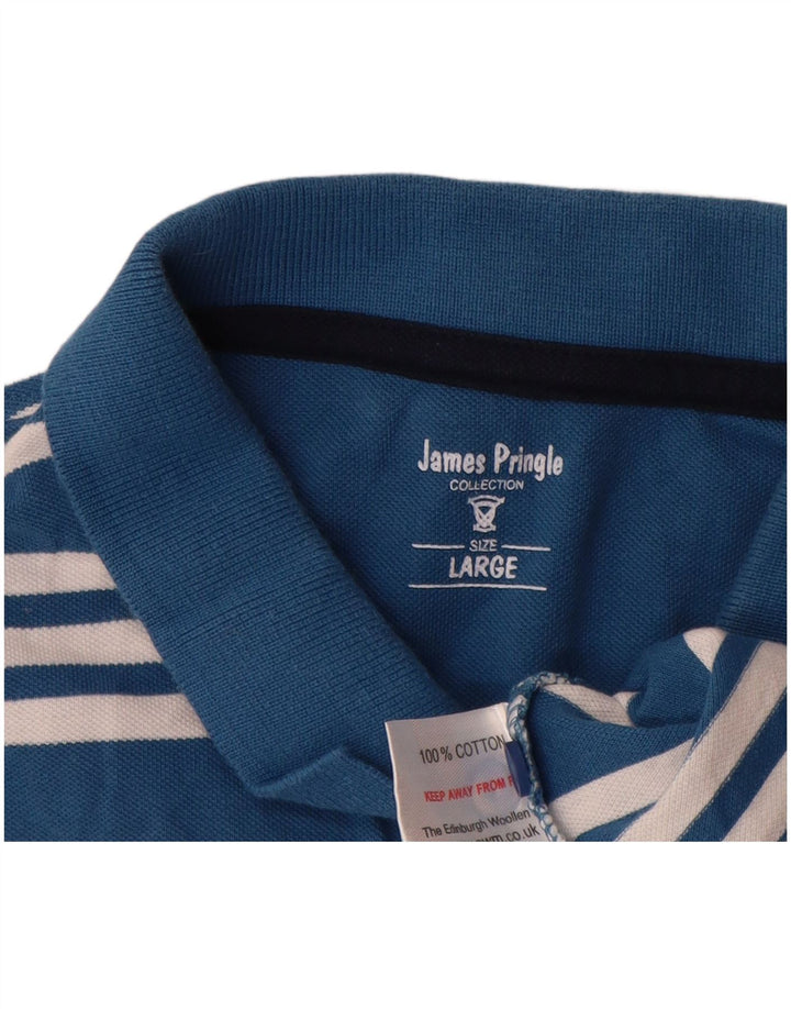 Cămașă polo pentru bărbați James Pringle, bumbac cu dungi albastre mari