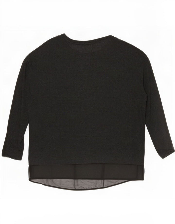 Top supradimensionat pentru femei Zara cu mânecă lungă UK 14 Medium Black Viscose