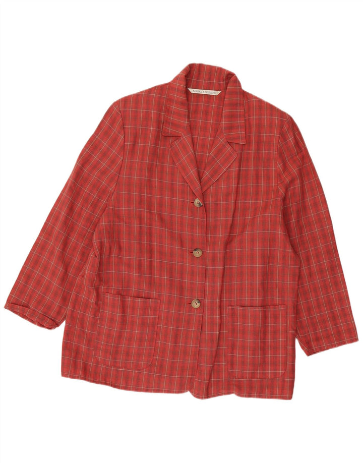 MARKS & SPENCER Jachetă pentru femei cu mâneci 3/4, UK 18 XL, roșu Check