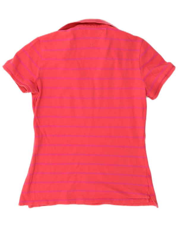 Tricou polo Tommy Hilfiger pentru femei, cu croiala normală, UK 14 Medium Red Striped