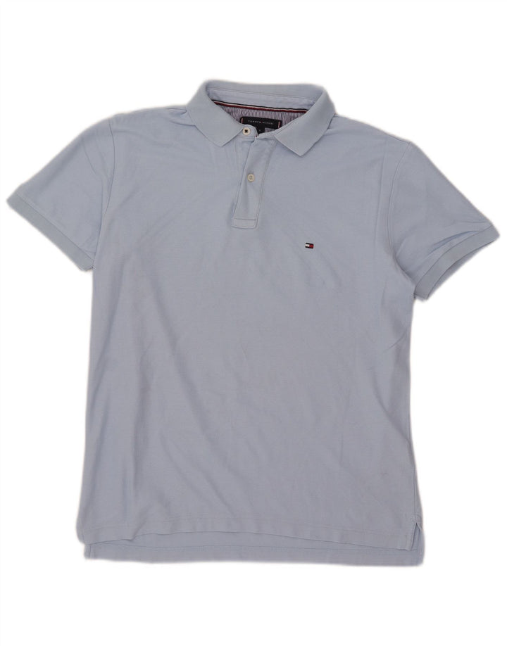 Cămașă polo Tommy Hilfiger pentru bărbați, bumbac albastru mediu