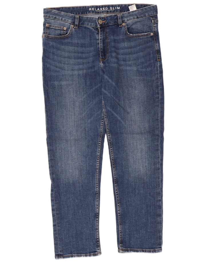 Blugi crop slim pentru femei Marks & Spencer UK 12 Medium W32 L26 Albastru