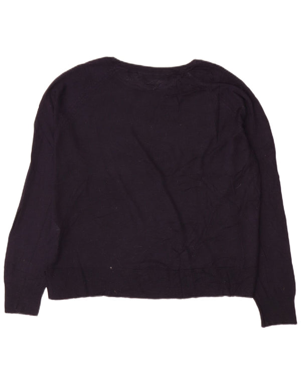 Pulover pentru femeie Zara cu gât de barcă UK 14 Medium Bleumarin Viscoză