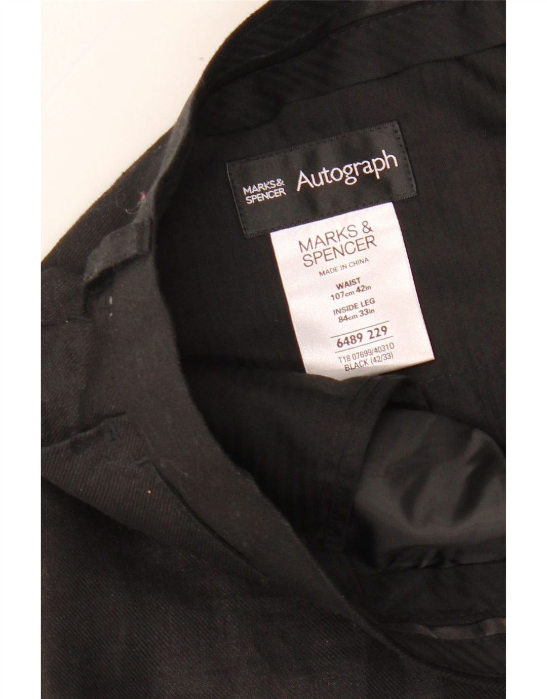 MARKS & SPENCER Pantaloni de costum drept bărbați cu autograf L42 L33 in negru