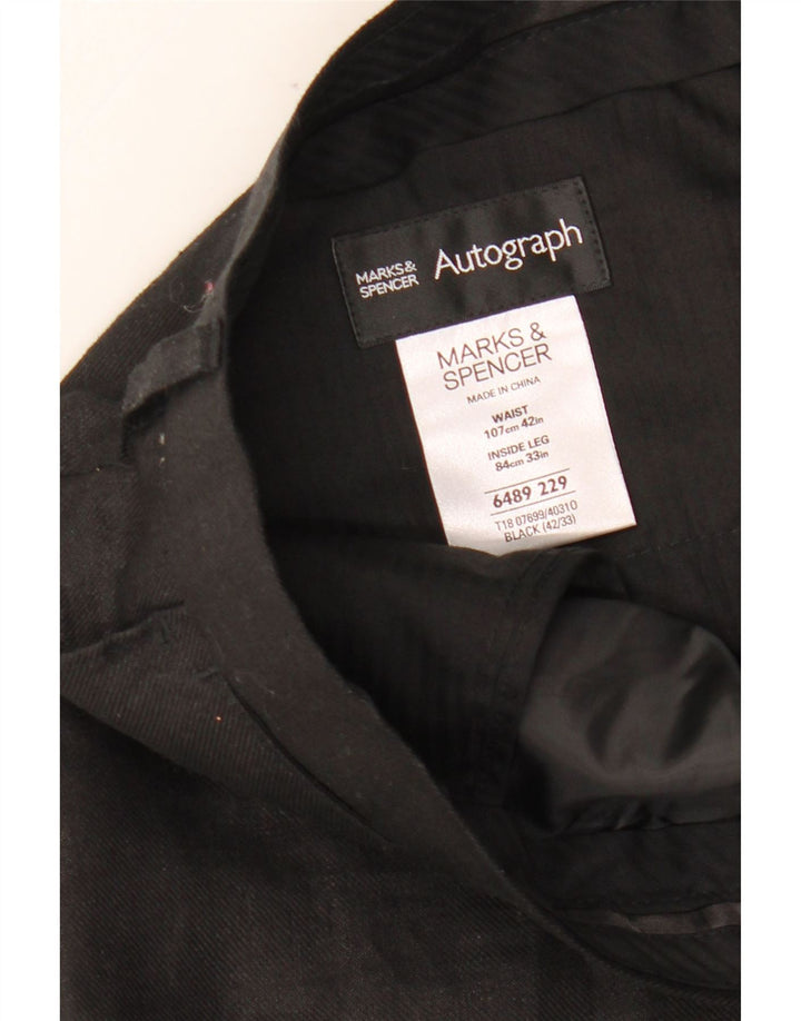 MARKS & SPENCER Pantaloni de costum drept bărbați cu autograf L42 L33 in negru