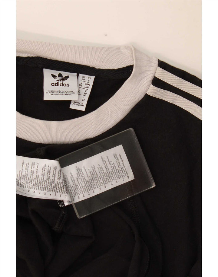 Top pentru femei Adidas cu mânecă lungă UK 10 mic, negru, bumbac