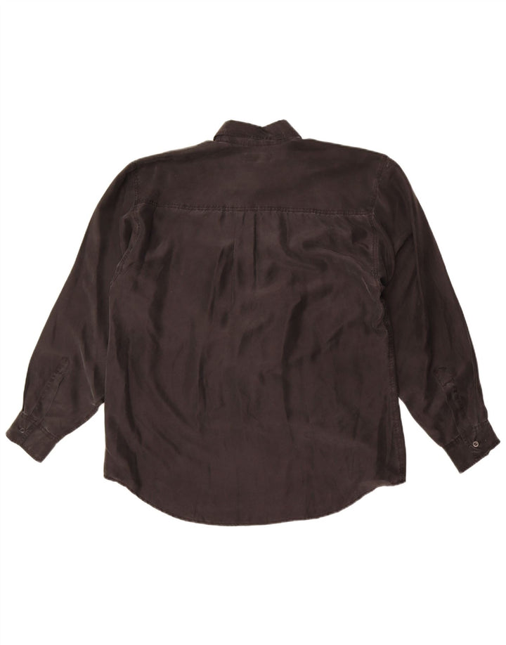 Cămașă Vintage pentru bărbați, mătase mare, neagră