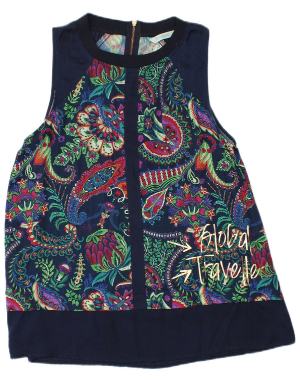 Bluză fără mâneci cu grafică Desigual pentru femei UK 10 Small Paisley bleumarin