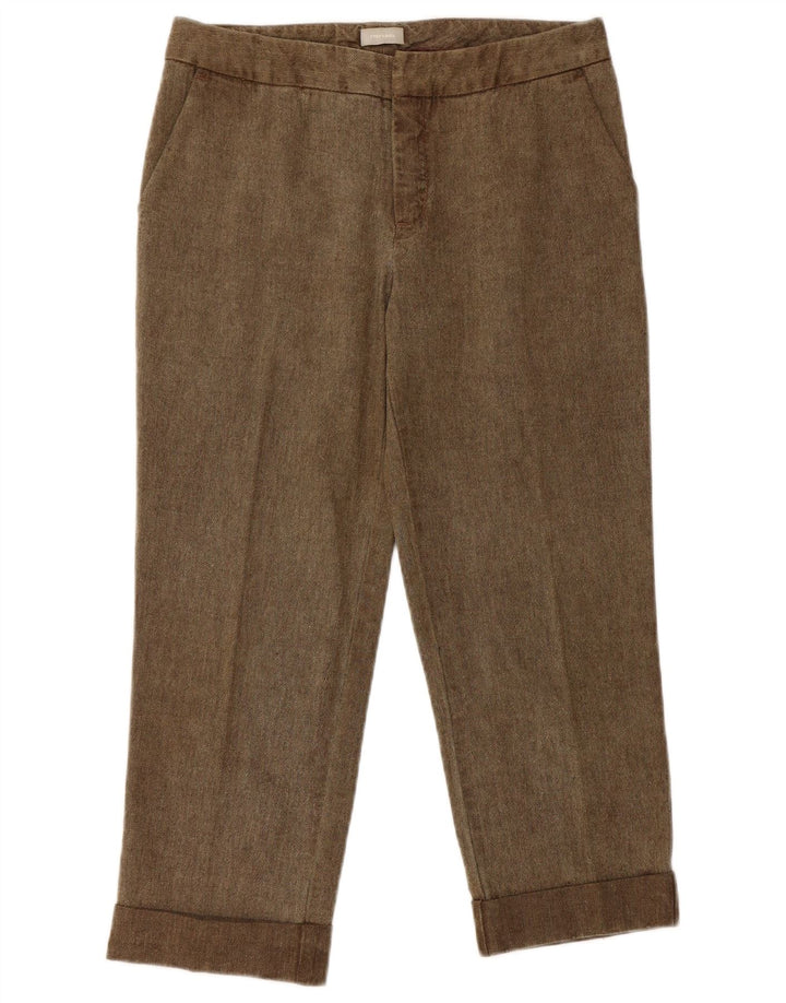 Stefanel Pantaloni Cropped Femei EU 36 Small W28 L21 Brown Herringbone