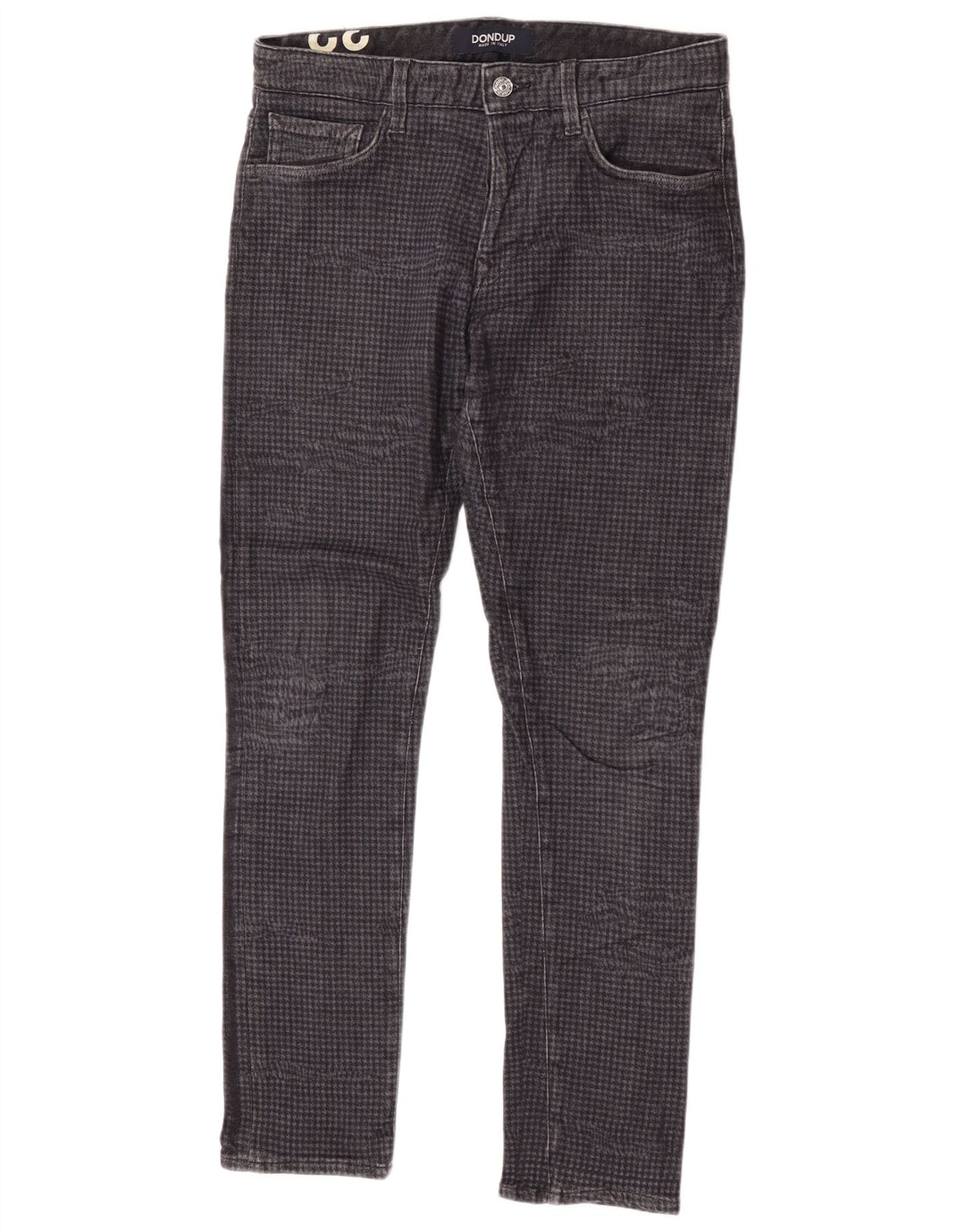 Blugi subțiri Dondup pentru bărbați W32 L30 bumbac gri Houndstooth