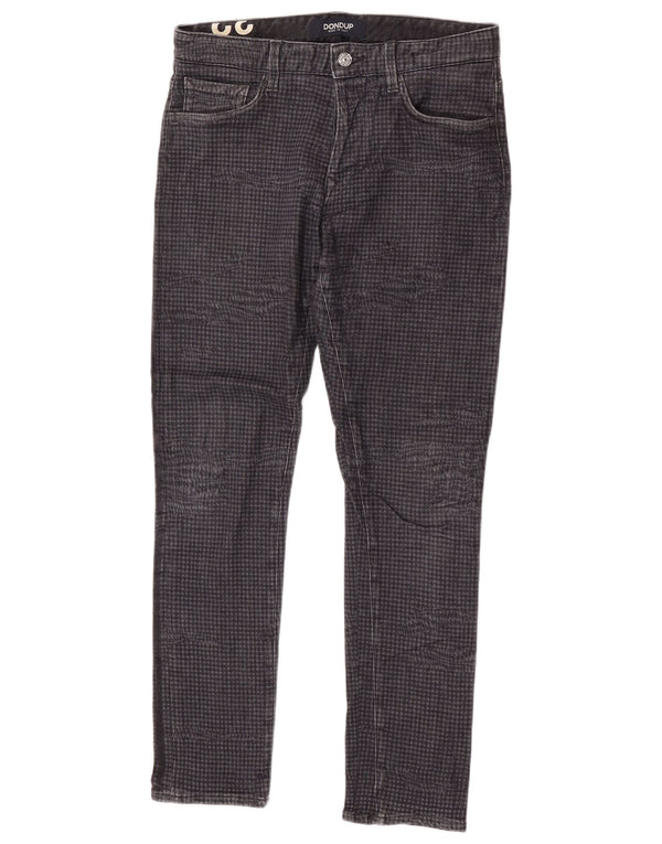Blugi subțiri Dondup pentru bărbați W32 L30 bumbac gri Houndstooth