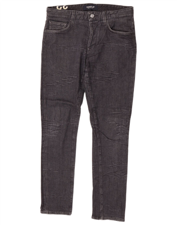 Blugi subțiri Dondup pentru bărbați W32 L30 bumbac gri Houndstooth