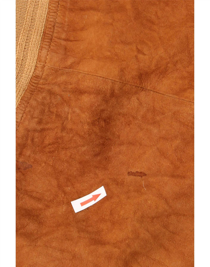 Bomber vintage pentru bărbați din piele intoarsa IT 52 XL maro colorblock