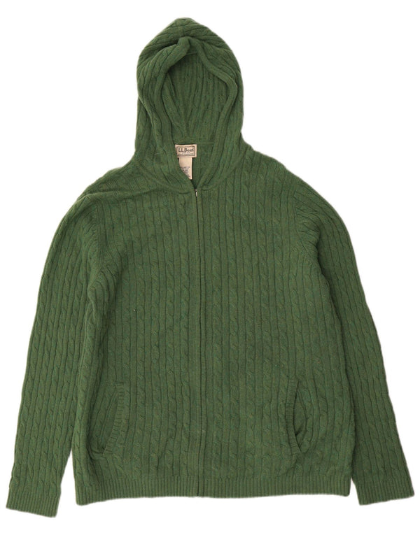 Pulover cardigan cu glugă pentru femei L.L.Bean UK 18 XL Lână verde