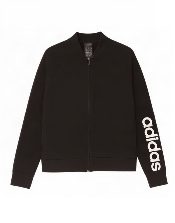Jachetă de top pentru trening grafic Adidas pentru femei UK 14, bumbac mediu negru