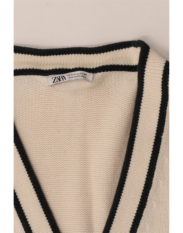 Pulover cardigan grafic pentru bărbați Zara XL alb