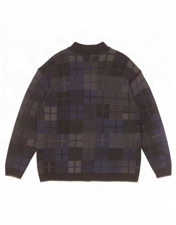 Pulover cardigan pentru bărbați Mapier, mare, albastru, geometric