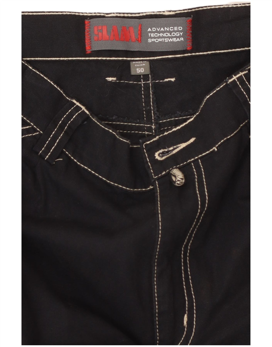 Pantaloni cargo Slam pentru bărbați, IT 50 Large W36 L34, bumbac color bloc negru