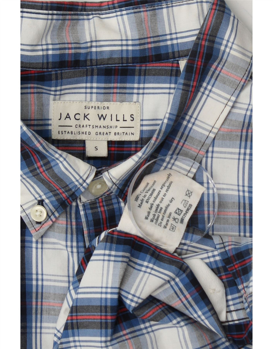 JACK WILLS Mens Shirt Small Blue Check Cotton