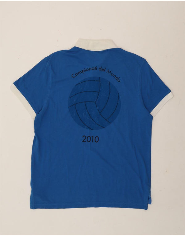 Tricou polo grafic pentru bărbați Lotto XL, albastru, bumbac color bloc