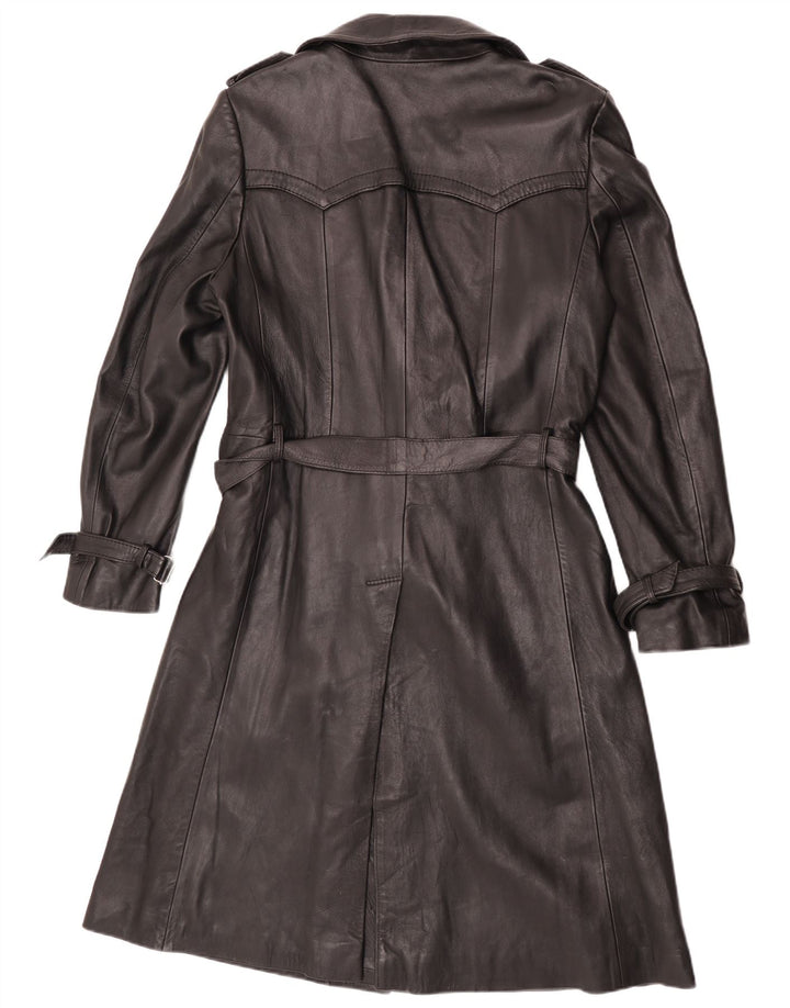 Trenci din piele dublu pentru bărbați vintage UK 36 mic negru