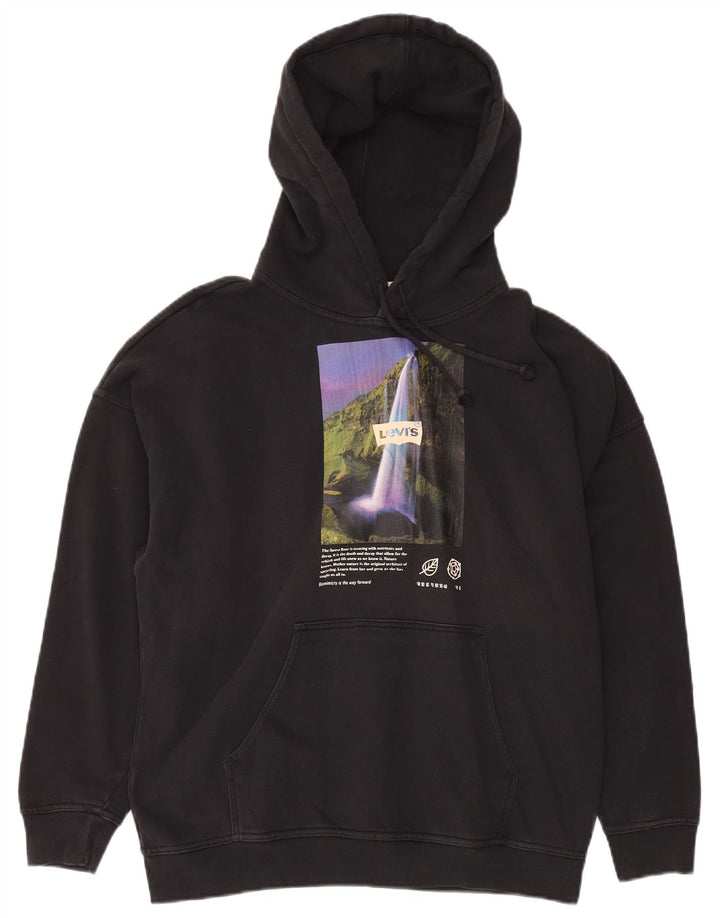 Jumper LEVI'S pentru bărbați, cu croiala largi, cu glugă, bumbac, negru