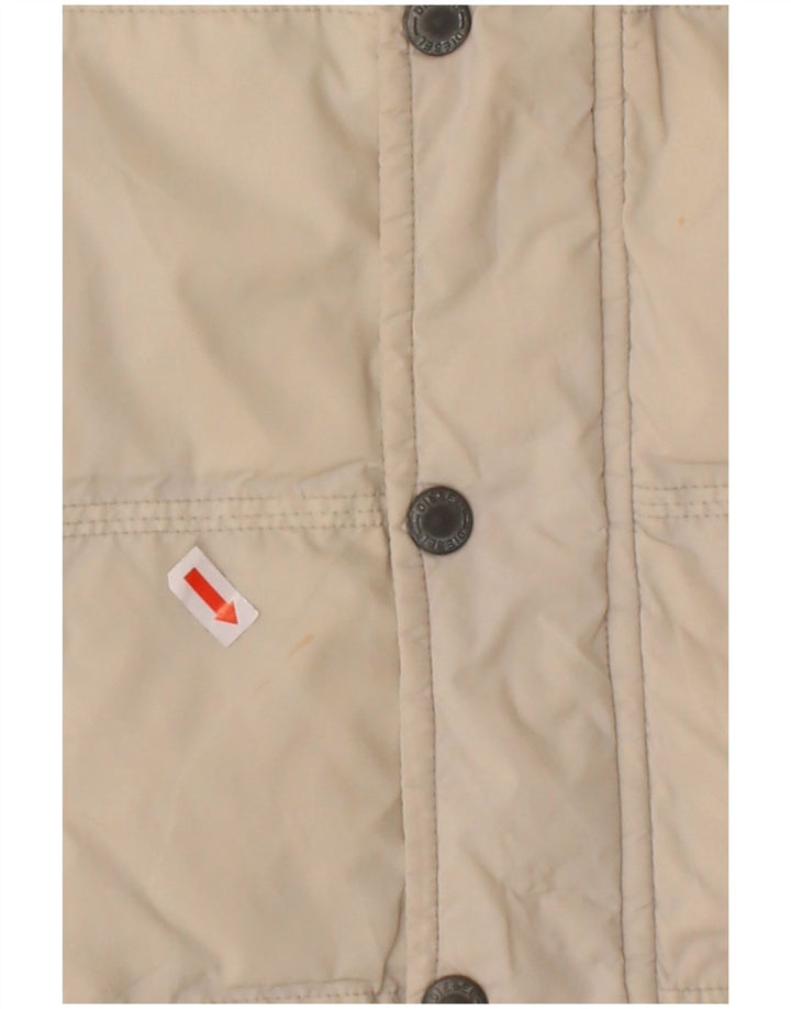 DIESEL Mens Hooded Padded Jacket UK 38 Medium Off White Polyamide