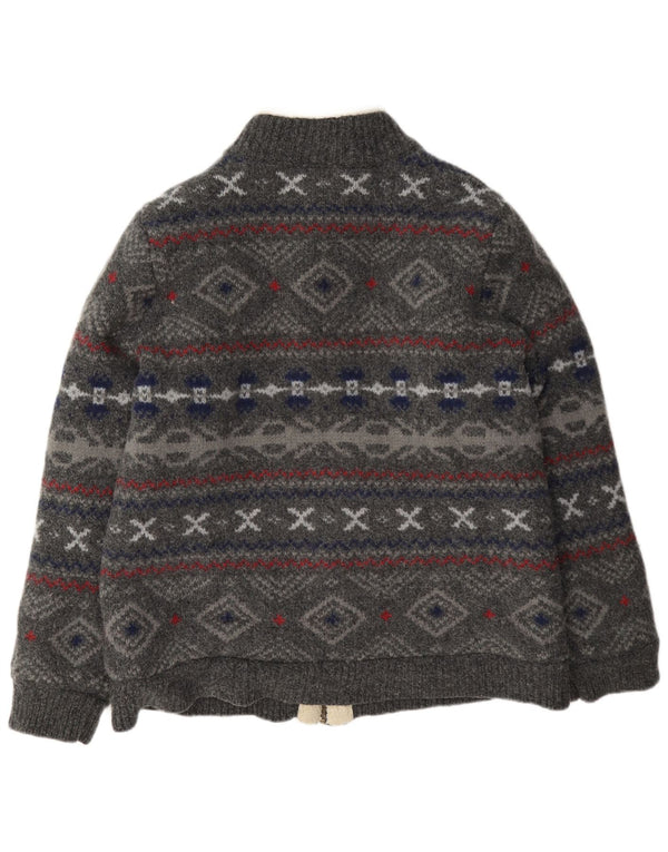 Pulover cardigan Sherpa pentru bărbați L.L.Bean, lână Fair Isle gri 2XL