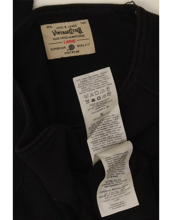 Pulover Jack & Jones pentru bărbați, cu gât crew, bumbac mare, negru