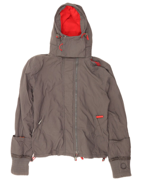 Jachetă Windbreaker cu glugă Superdry pentru femei, UK 14, gri mediu