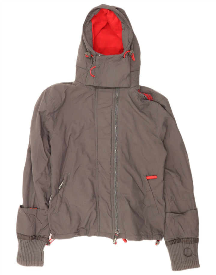 Jachetă Windbreaker cu glugă Superdry pentru femei, UK 14, gri mediu