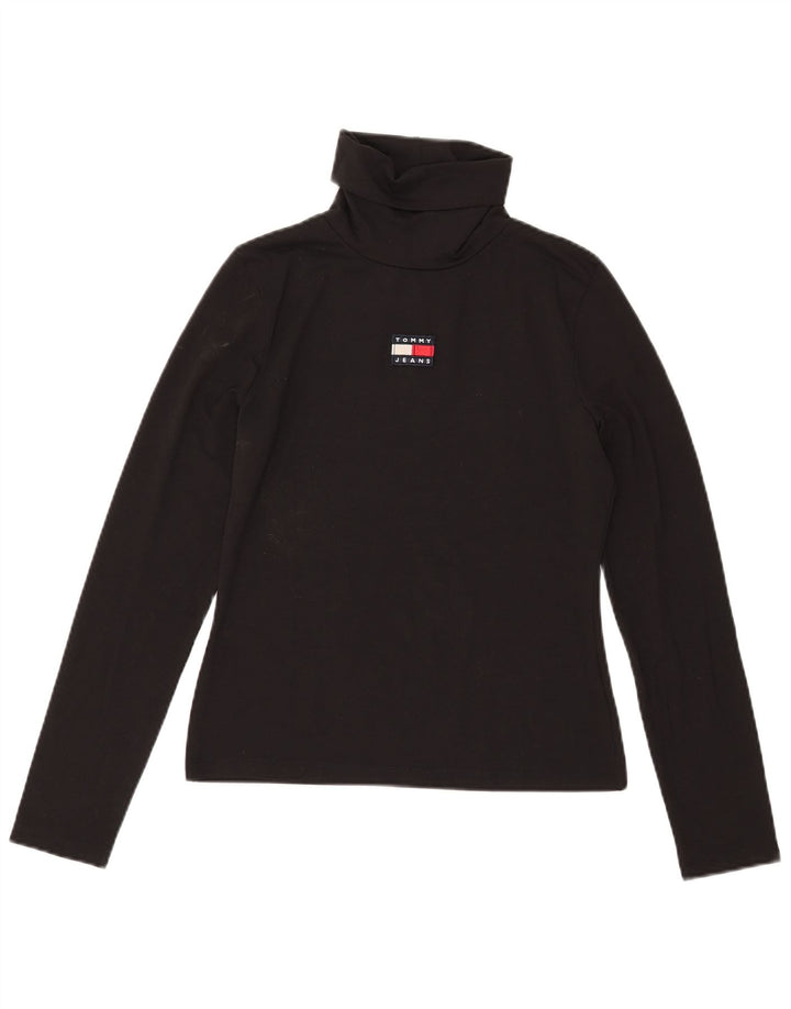 Top grafic Tommy Hilfiger pentru femei cu mânecă lungă UK 14 Poliester mediu negru
