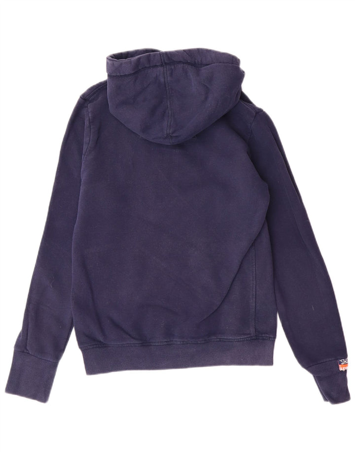 SUPERDRY Pulover cu glugă cu grafică pentru femei UK 10 mic Bumbac bleumarin