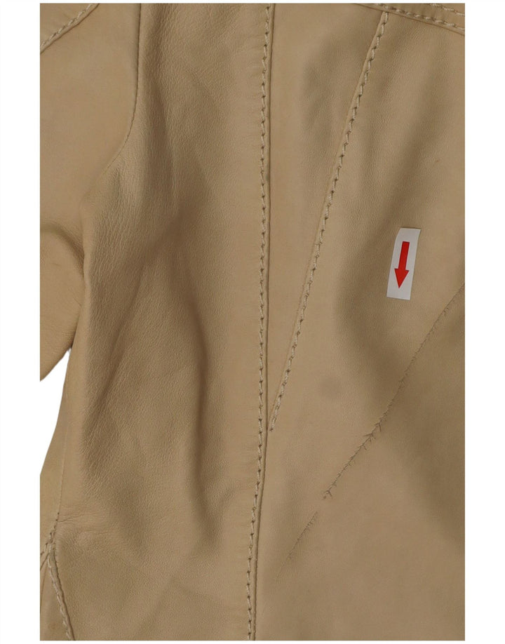 Jachetă de piele TRUSSARDI JEANS pentru femei IT 44 Medium Beige Piele