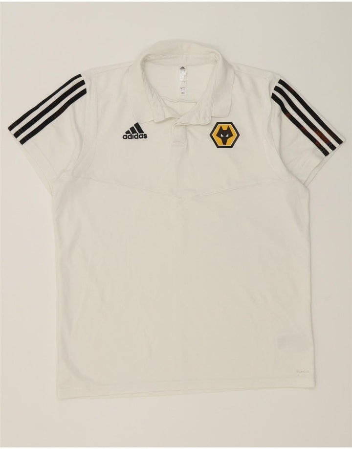 Tricou polo Adidas Wolverhampton Wanderers pentru bărbați, bumbac cu dungi albe mari