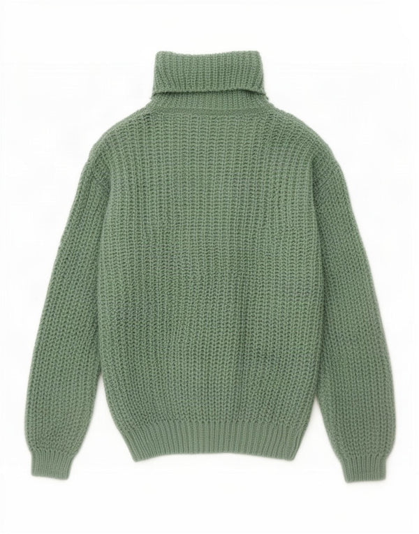Pulover vintage pentru femei cu gât rulat, UK 14, verde mediu