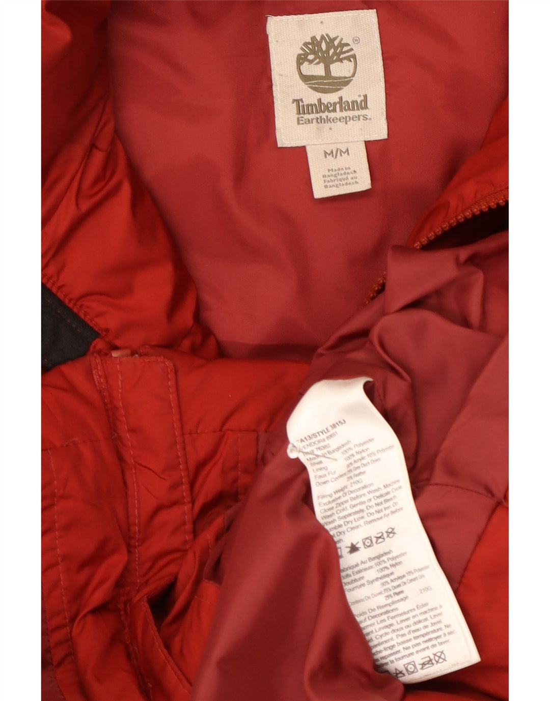 Jachetă căptușită cu glugă pentru femei Timberland UK 12 Poliester roșu mediu