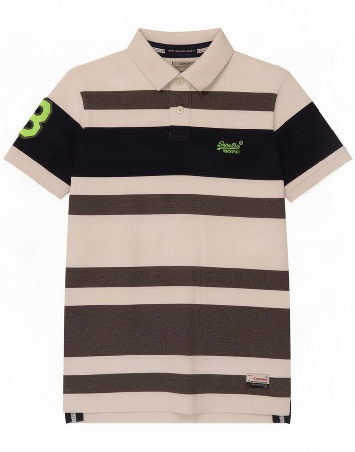 Superdry Tricou polo cu grafică pentru bărbați, bumbac cu dungi multicolore, mediu,