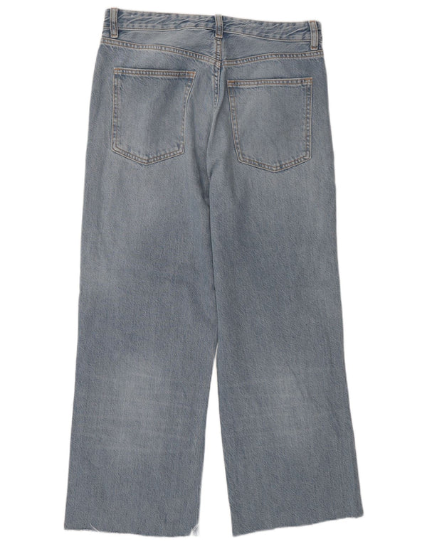 Blugi pentru femei Zara cu talie înaltă cu picioare largi EU 42 Large W32 L26 Blue Bumbac