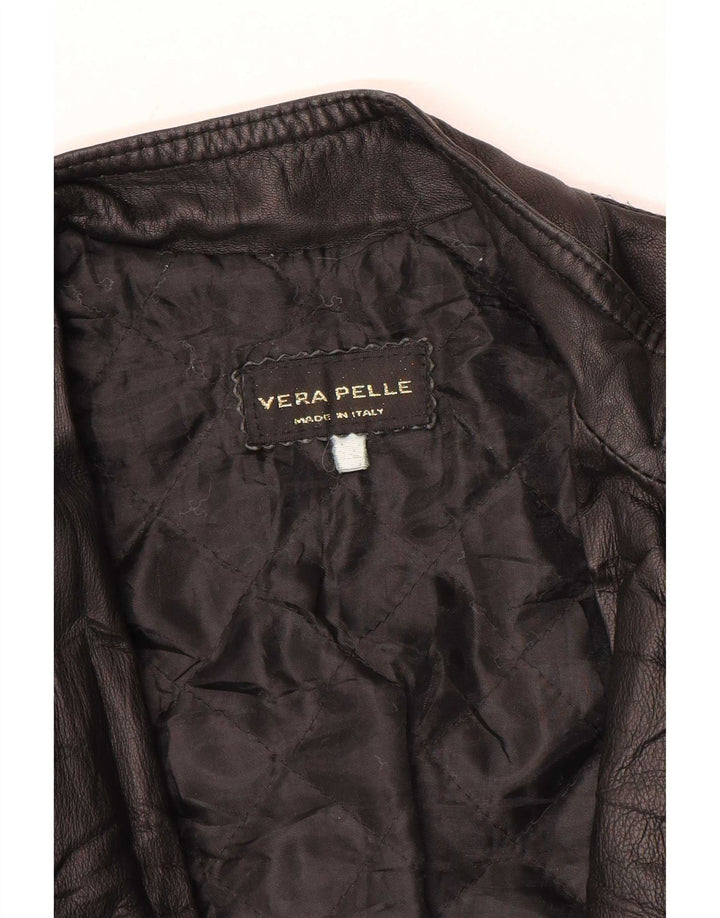 Jachetă de piele vintage pentru femei UK 12 Medium Black